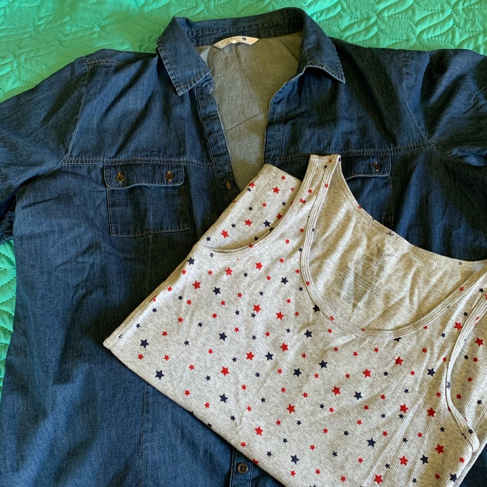 Denim shirt and tank top worn once
